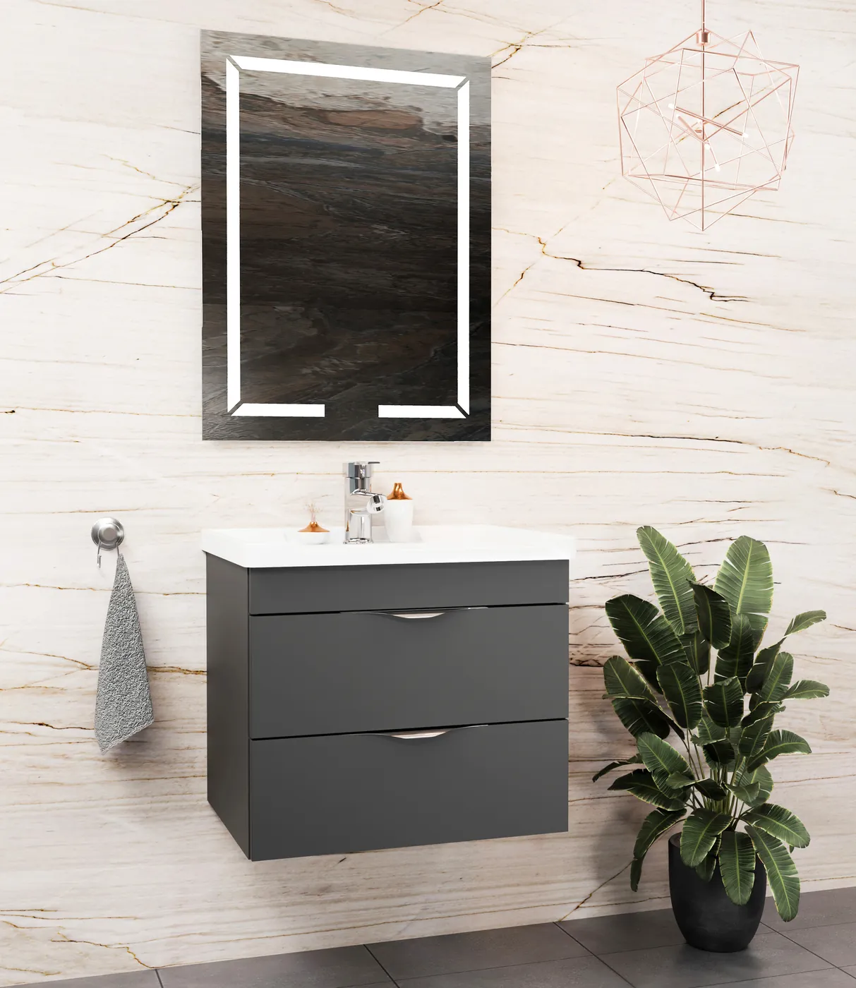 Meuble salle de bain Romero Anthracite 60x46 cm / 80x46 cm
