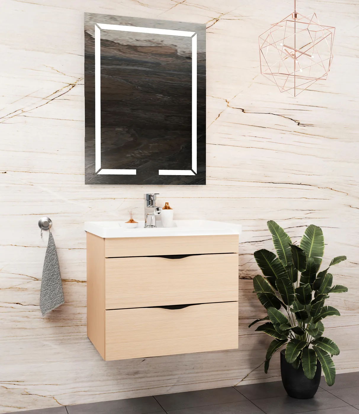 Meuble salle de bain Romero Chêne 60x46 cm / 80x46 cm