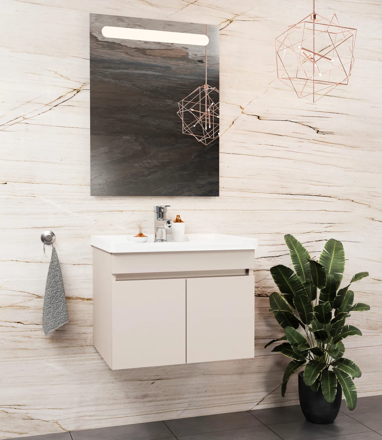 Meuble salle de bain Istanbul Minéral 50x36 cm / 60x46 cm / 80x46 cm