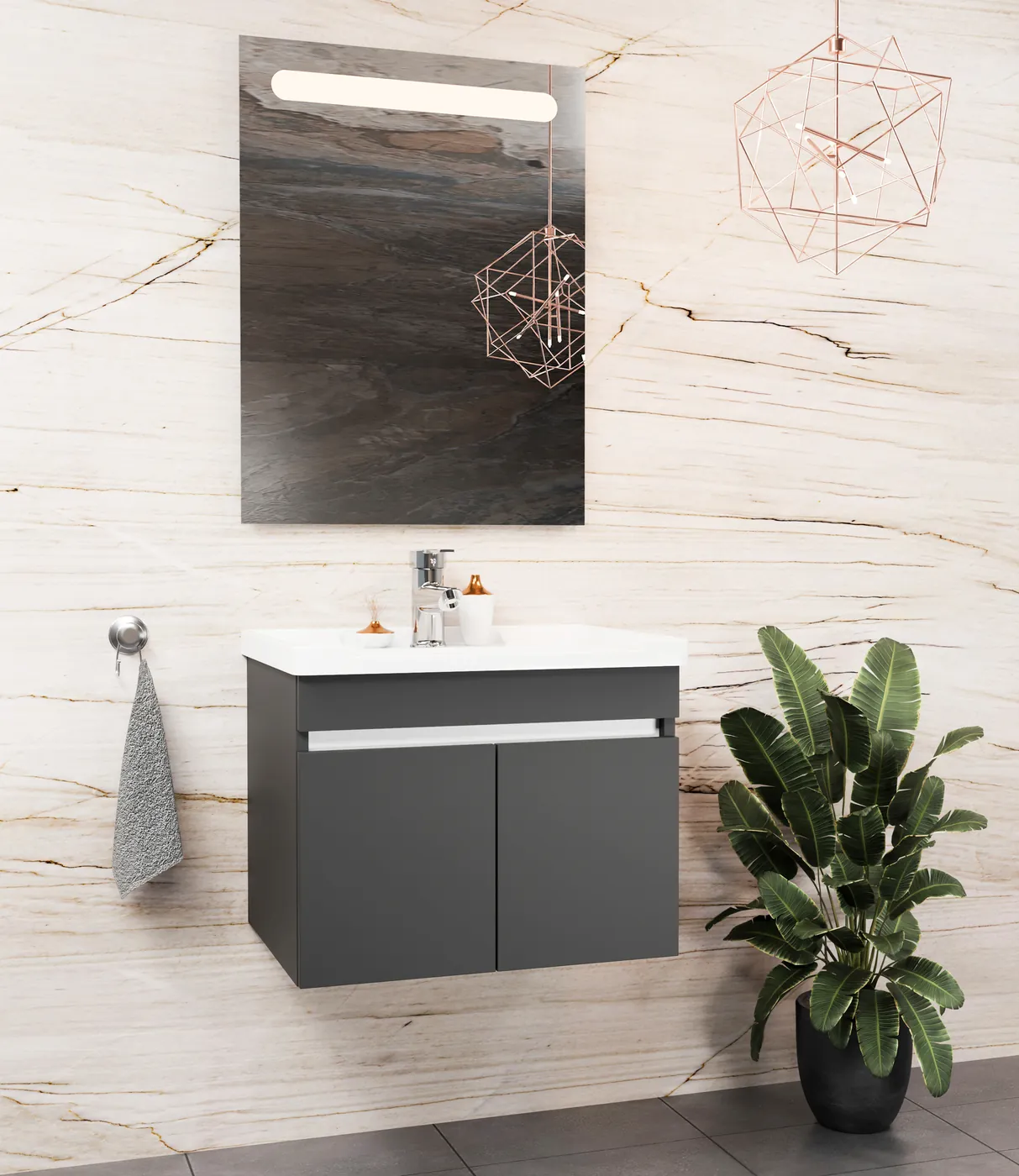 Meuble salle de bain Istanbul Anthracite 50x36 cm / 60x46 cm / 80x46 cm