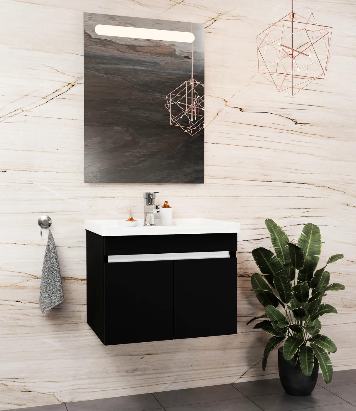 Meuble salle de bain Istanbul Noir 50x36 cm / 60x46 cm / 80x46 cm