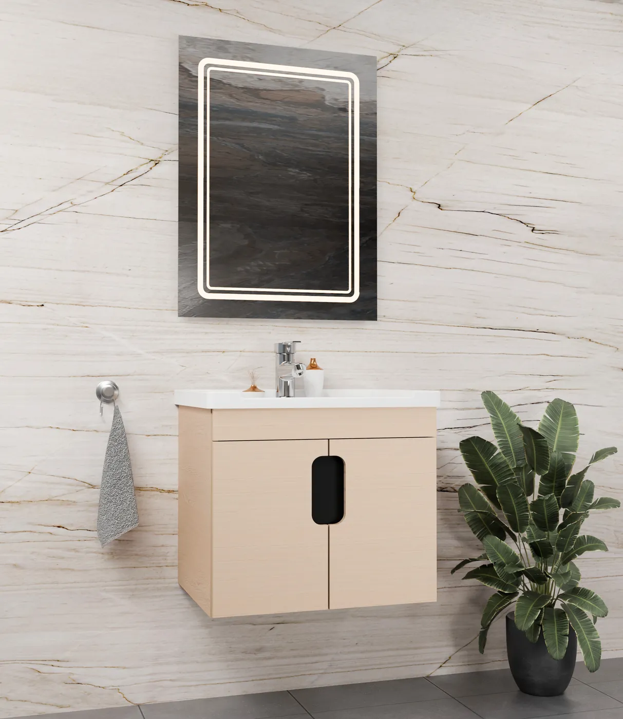 Meuble salle de bain Alpha Chêne 60x46 cm / 80x46 cm