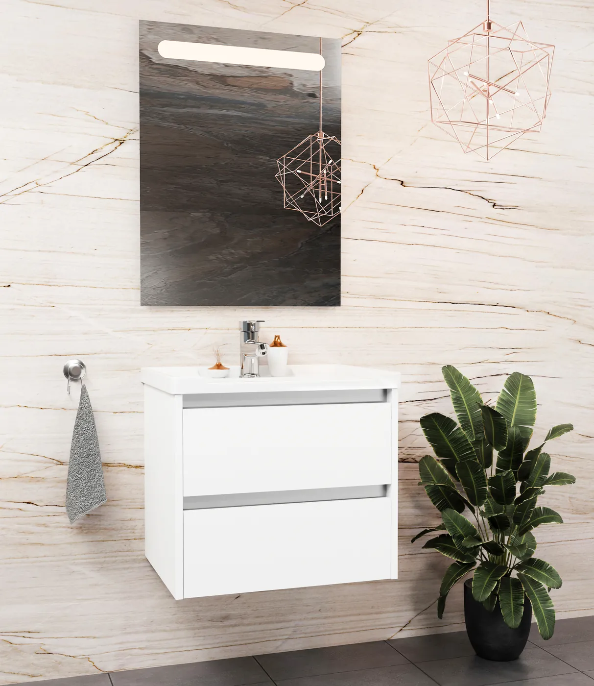 Meuble salle de bain Tokyo Blanc 60x46 cm / 80x46 cm