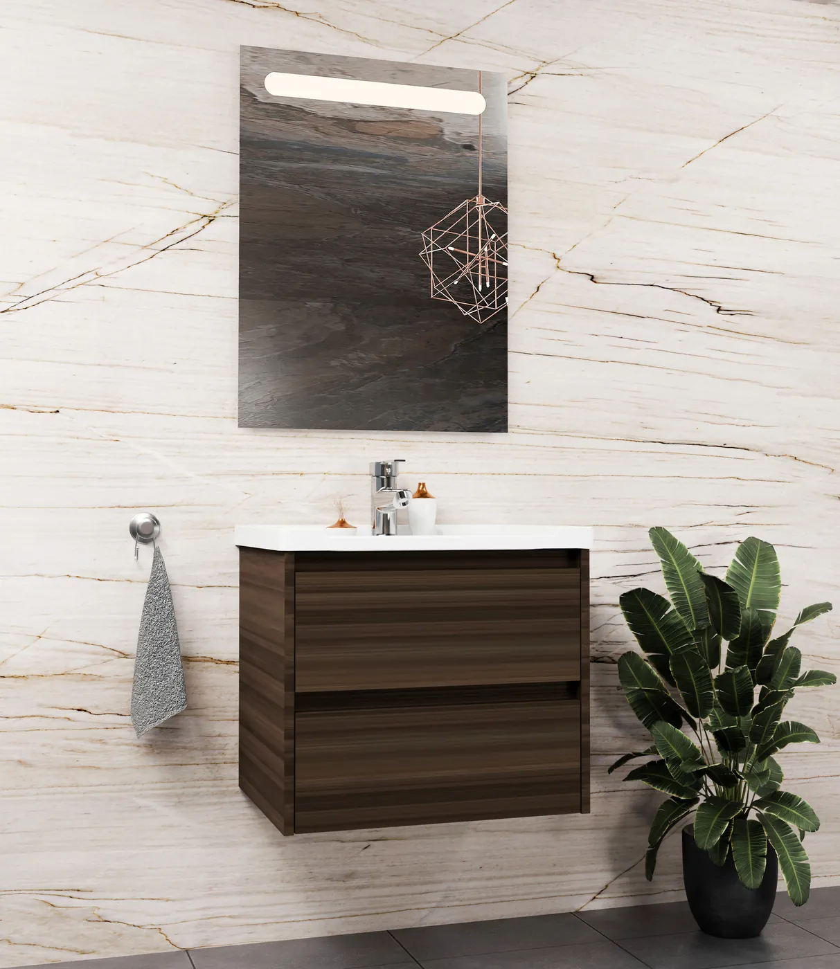 Meuble salle de bain Tokyo Noyer américain 60x46 cm / 80x46 cm