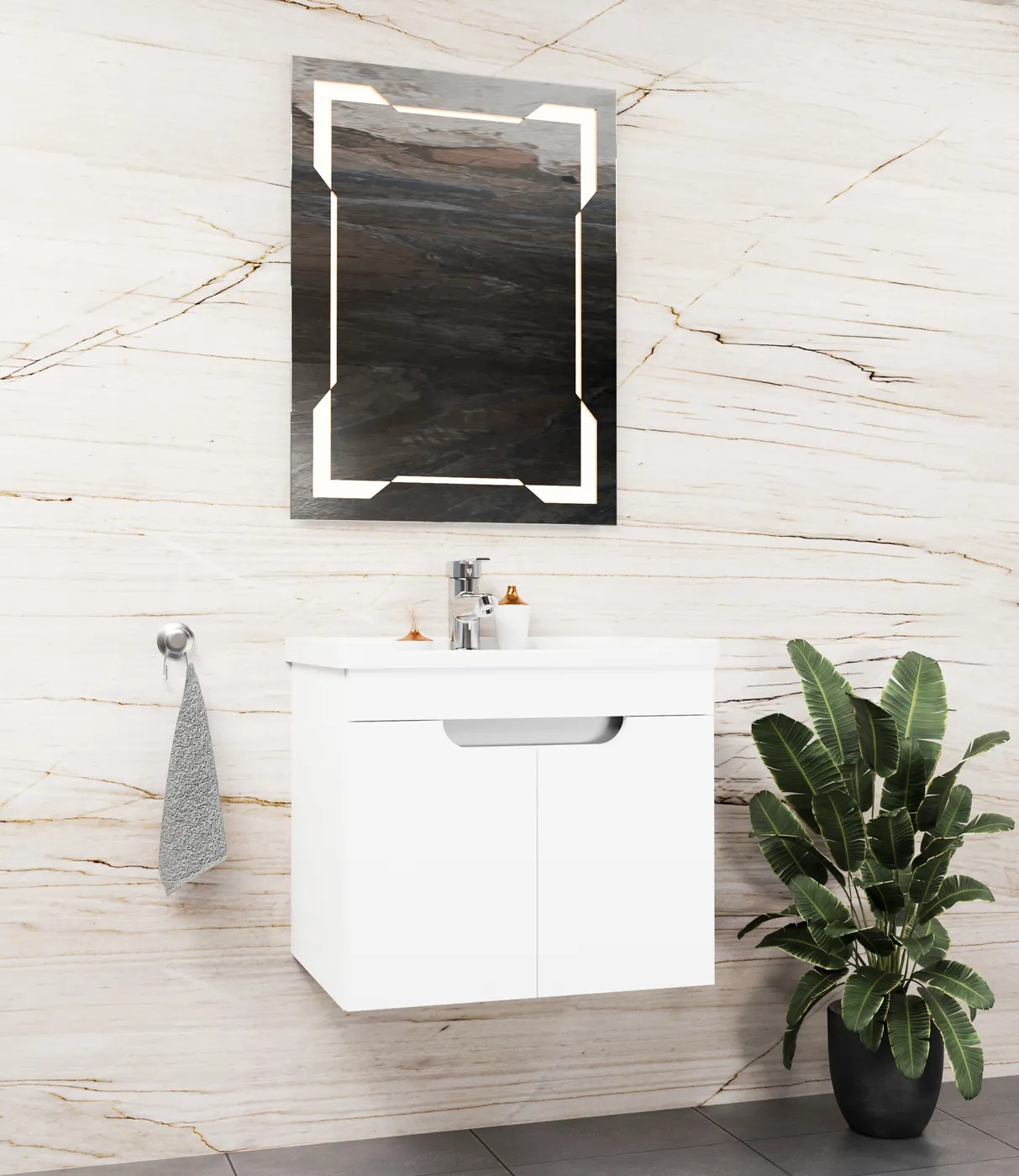Meuble salle de bain Avanos Blanc 60x46 cm / 80x46 cm