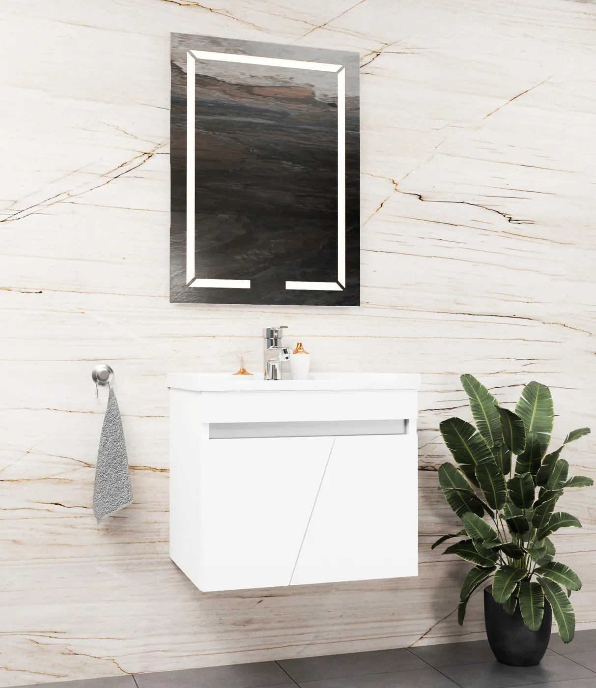 Meuble salle de bain Isparta Blanc 60x46 cm / 80x46 cm