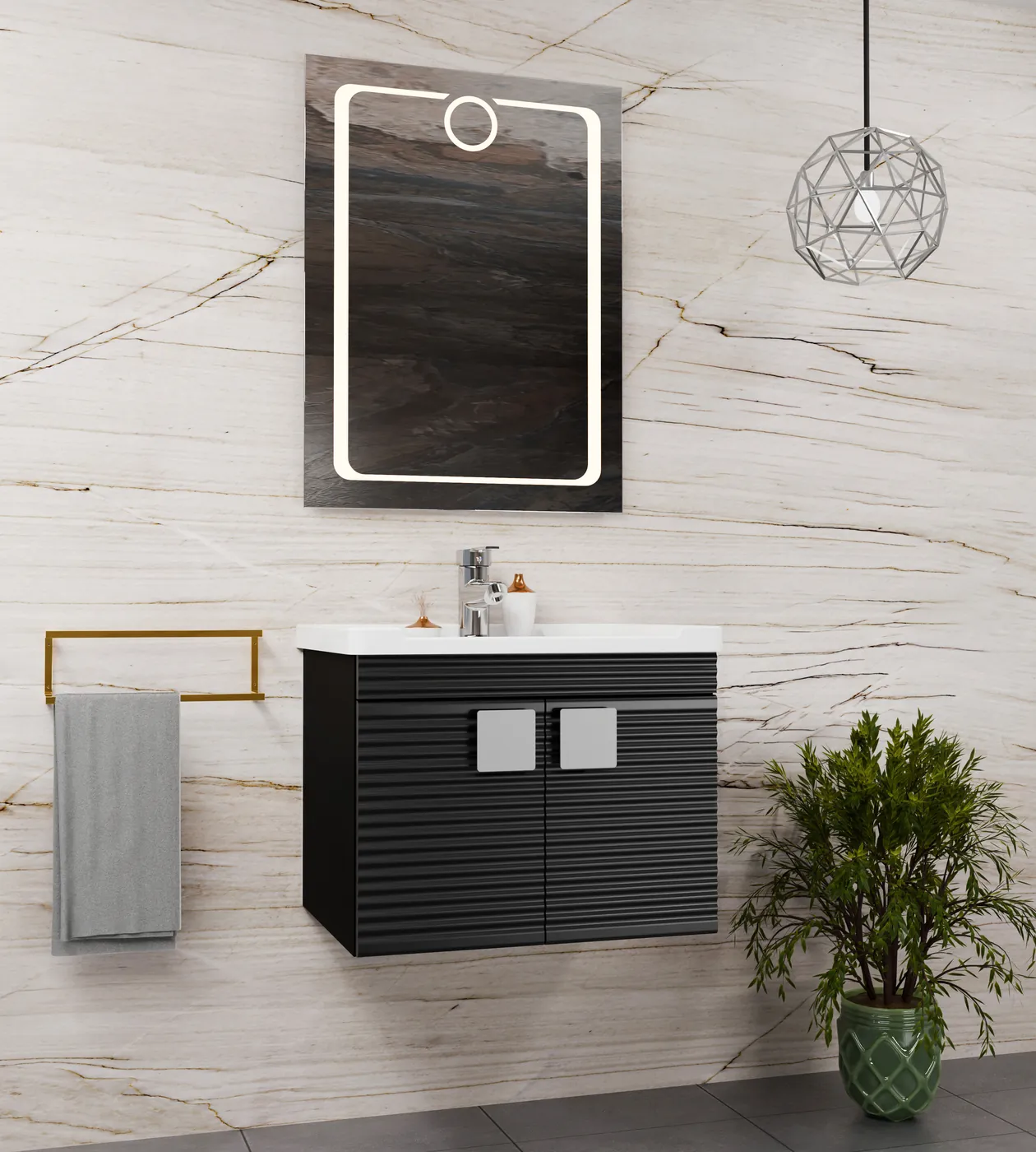 Meuble salle de bain Bridge Barde Noir 60x46 cm / 80x46 cm
