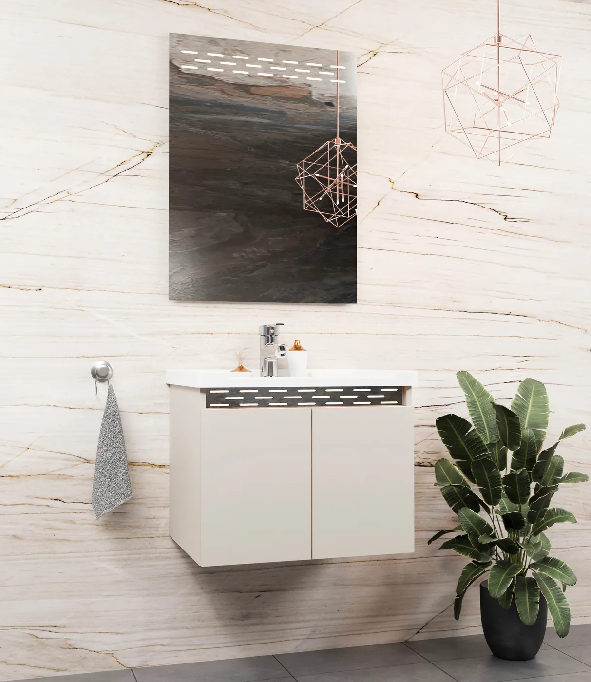 Meuble salle de bain Evereste Minéral 60x46 cm / 80x46 cm