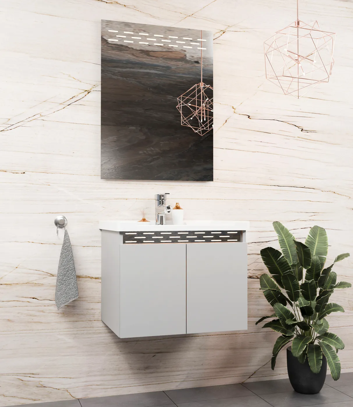 Meuble salle de bain Evereste Gris 60x46 cm / 80x46 cm