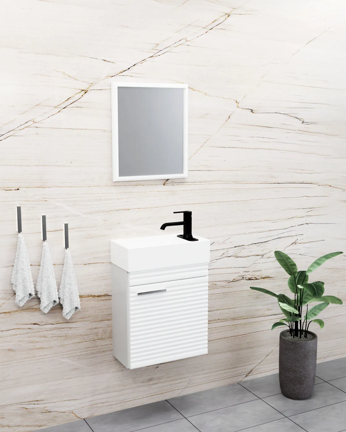 Meuble salle de bain Mini Barde Blanc 40x22 cm