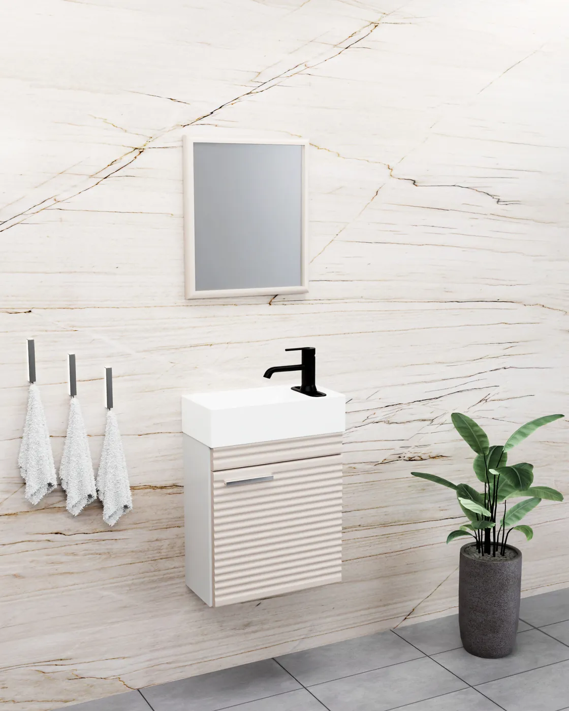 Meuble salle de bain Mini Barde Blanc / Minéral 40x22 cm