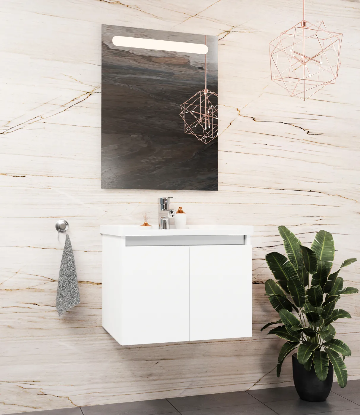 Meuble salle de bain Evora Blanc 50x36 cm / 60x46 cm / 80x46 cm