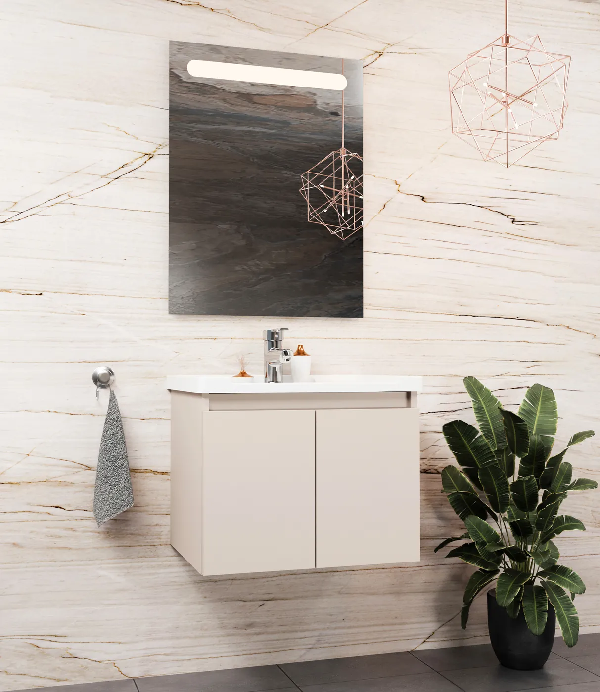 Meuble salle de bain Evora Minéral 50x36 cm / 60x46 cm / 80x46 cm