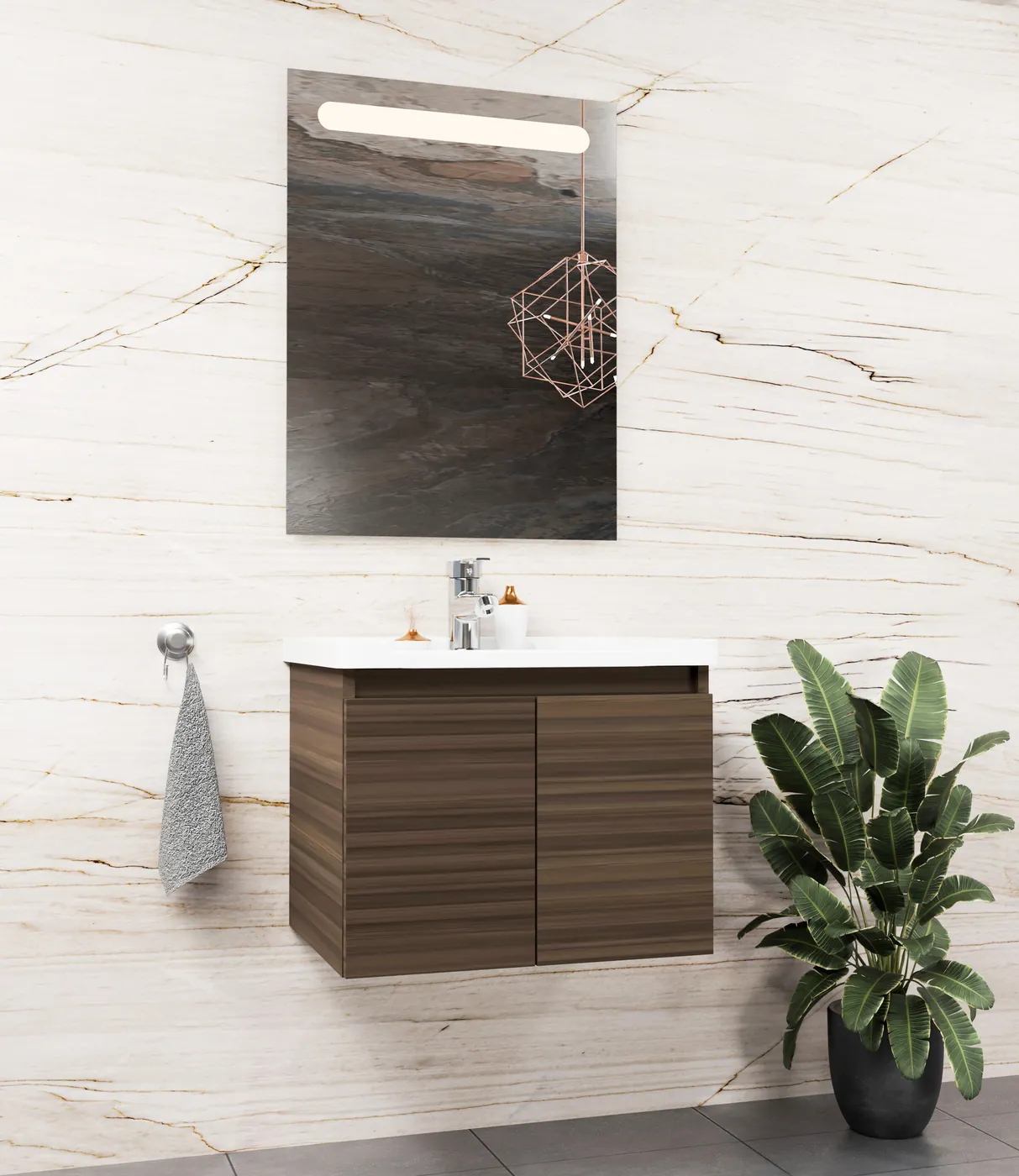 Meuble salle de bain Evora Noyer américain 50x36 cm / 60x46 cm / 80x46 cm