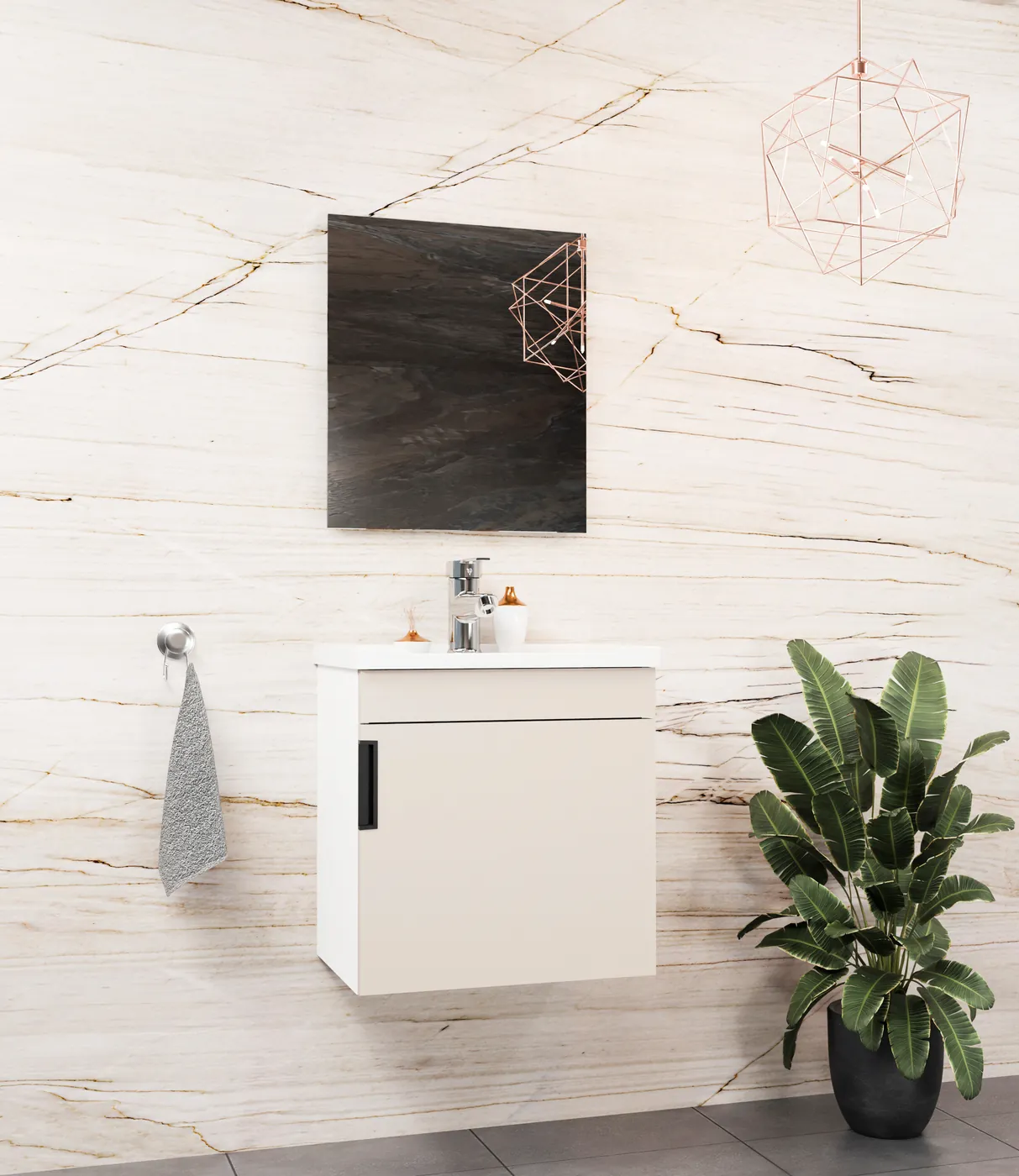 Meuble salle de bain Yalova 50x36 Blanc / Minéral 50x36 cm / 50x26 cm
