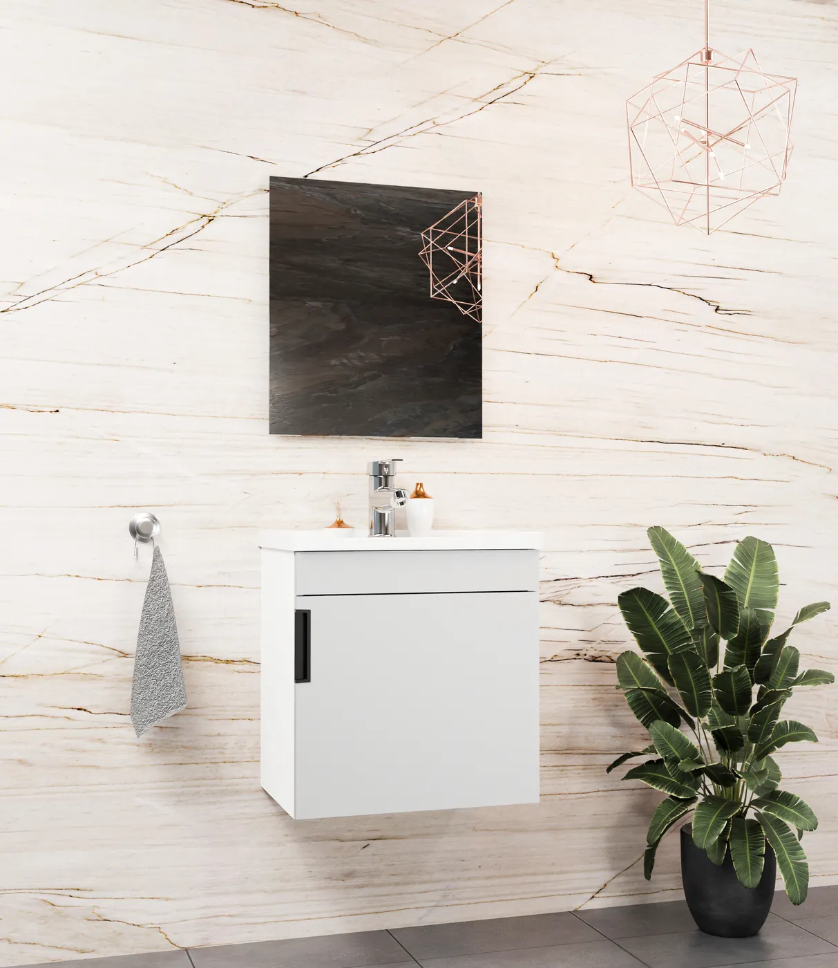 Meuble salle de bain Yalova 50x36 Blanc / Gris clair 50x36 cm / 50x26 cm