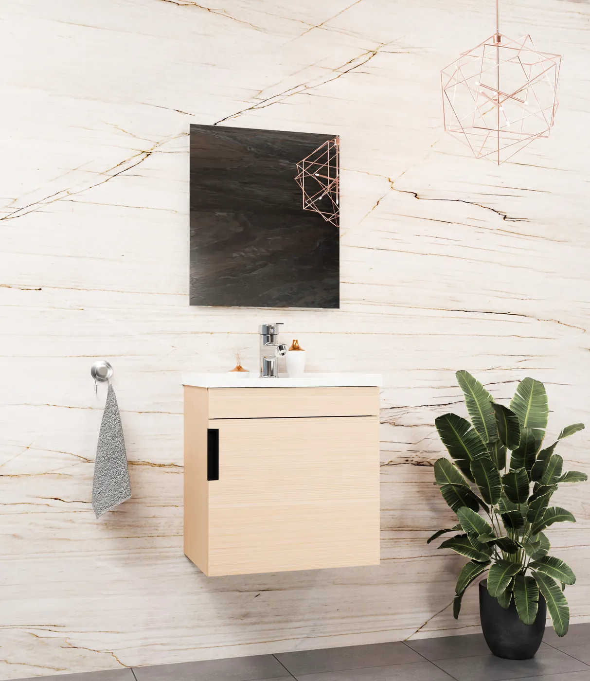 Meuble salle de bain Yalova 50x36 Chêne 50x36 cm / 50x26 cm