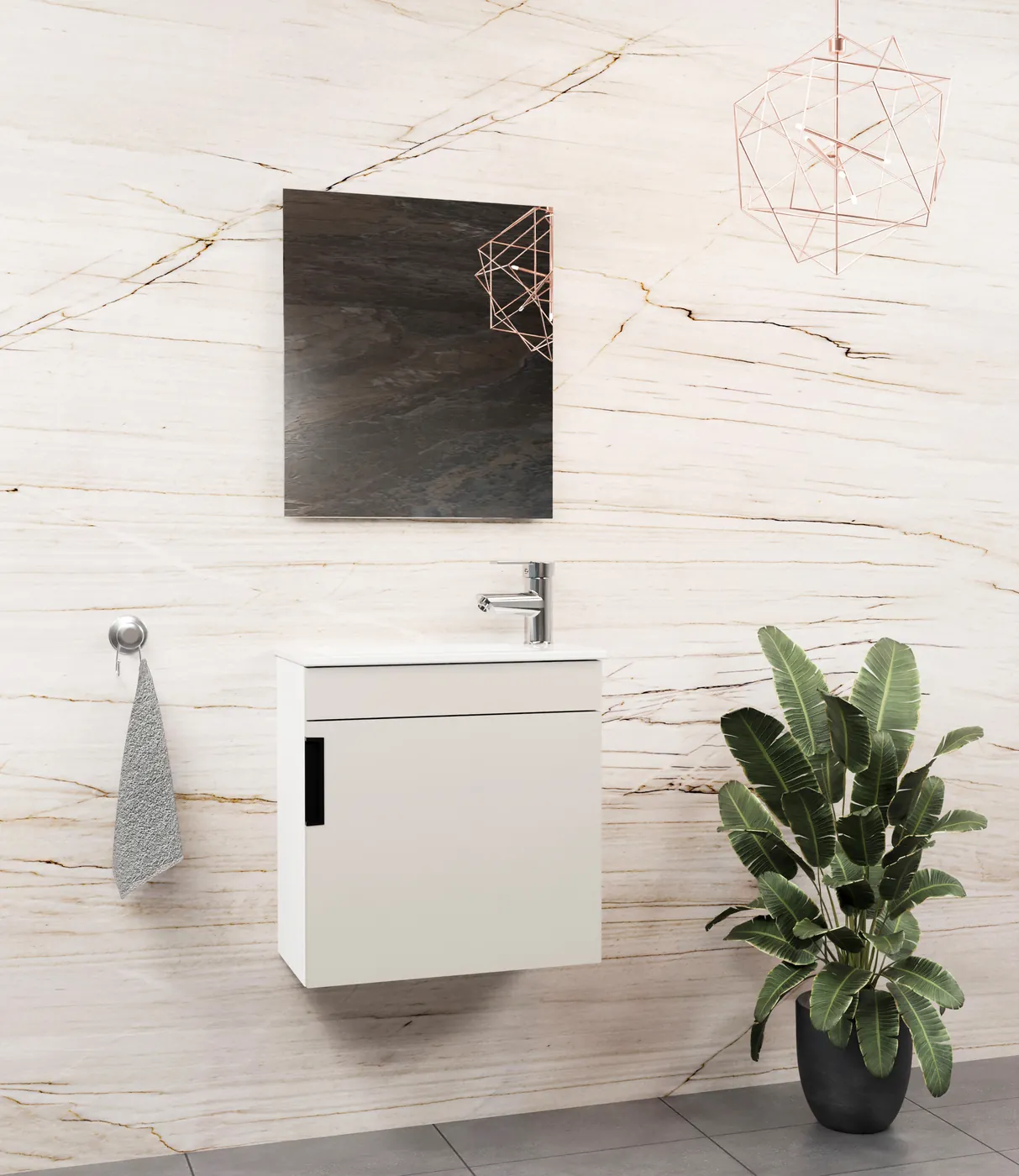 Meuble salle de bain Yalova 50x26 Blanc / Minéral 50x26 cm