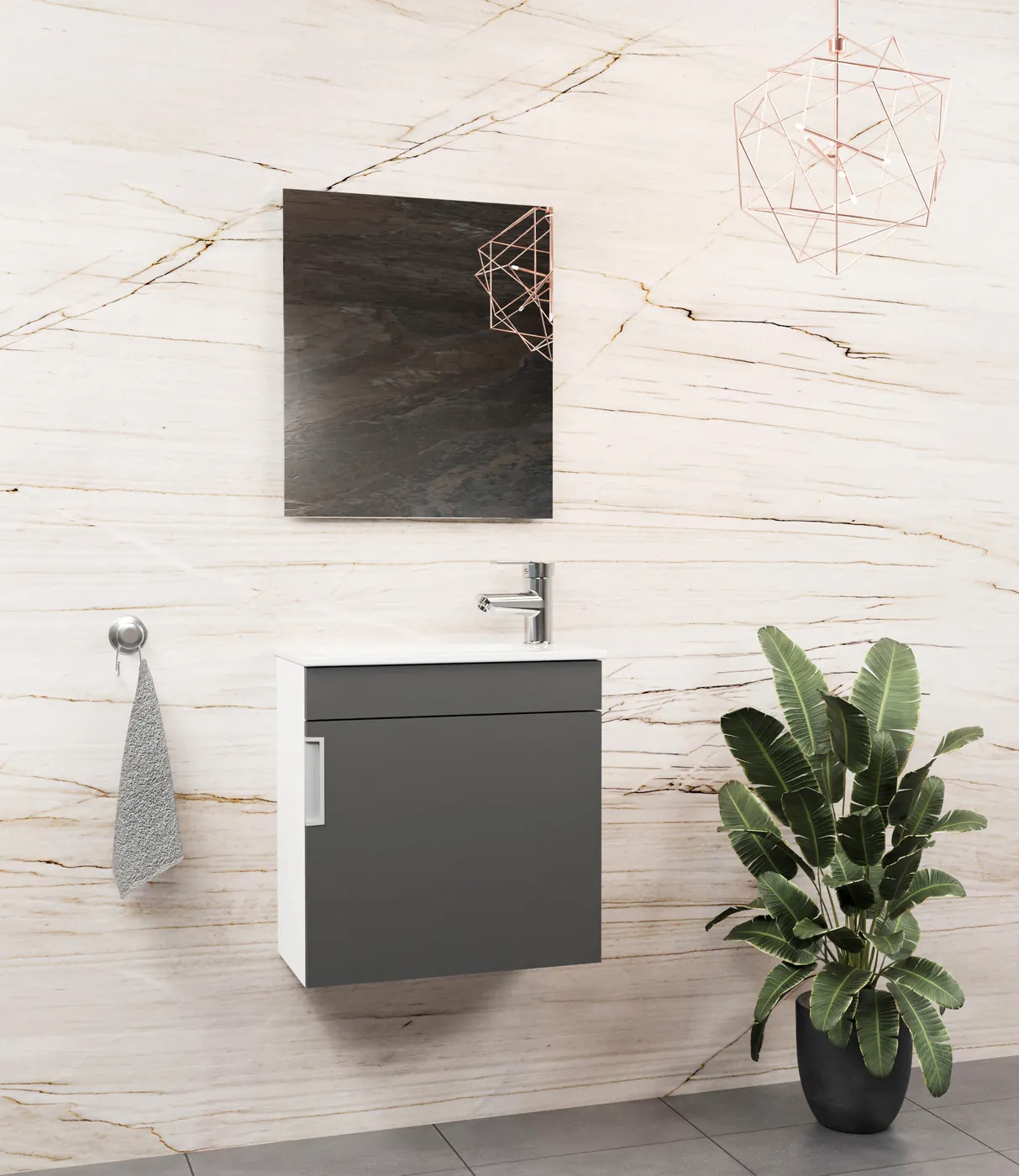 Meuble salle de bain Yalova 50x26 Blanc / Anthracite 50x26 cm
