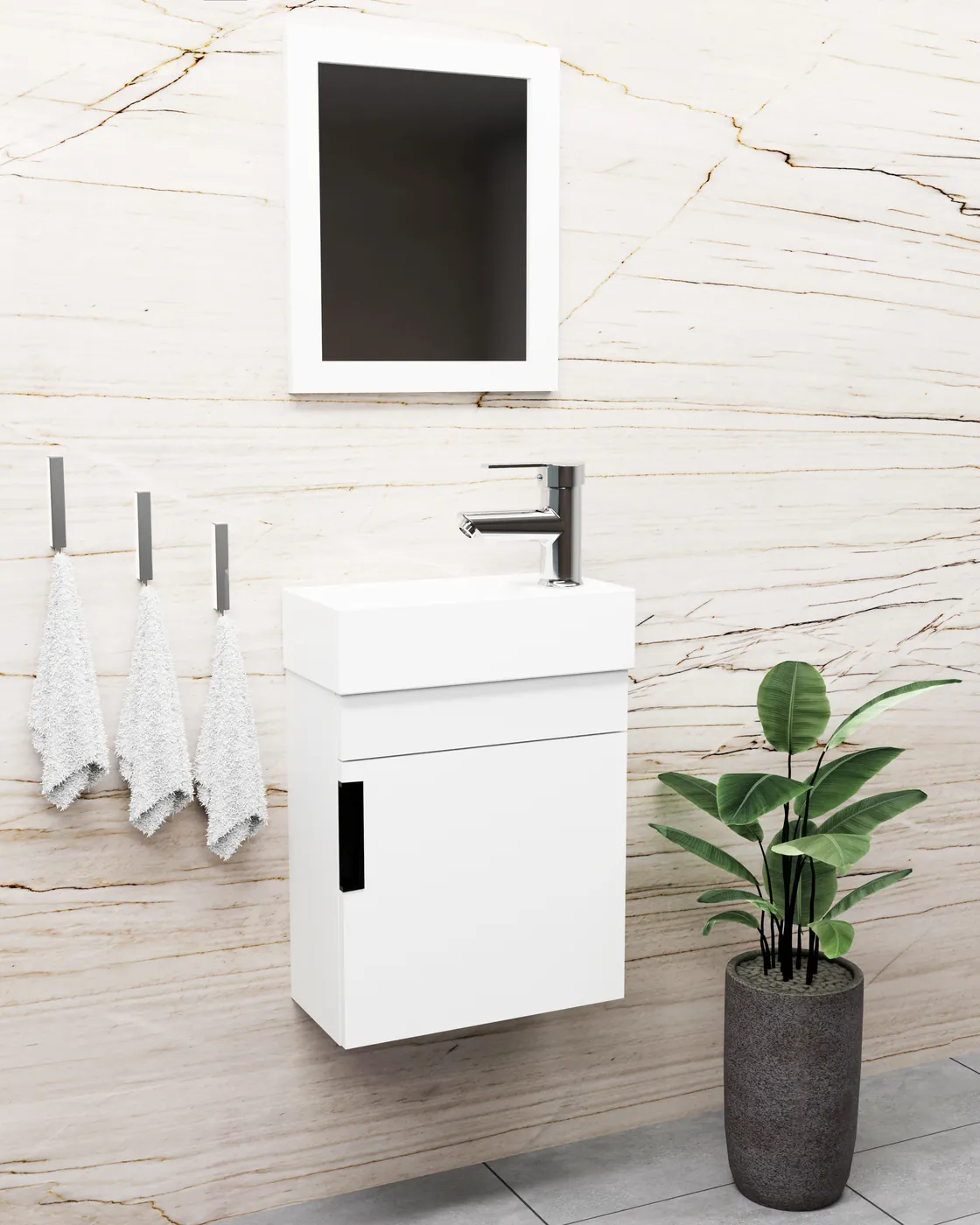 Meuble salle de bain Mini Blanc — 1 porte