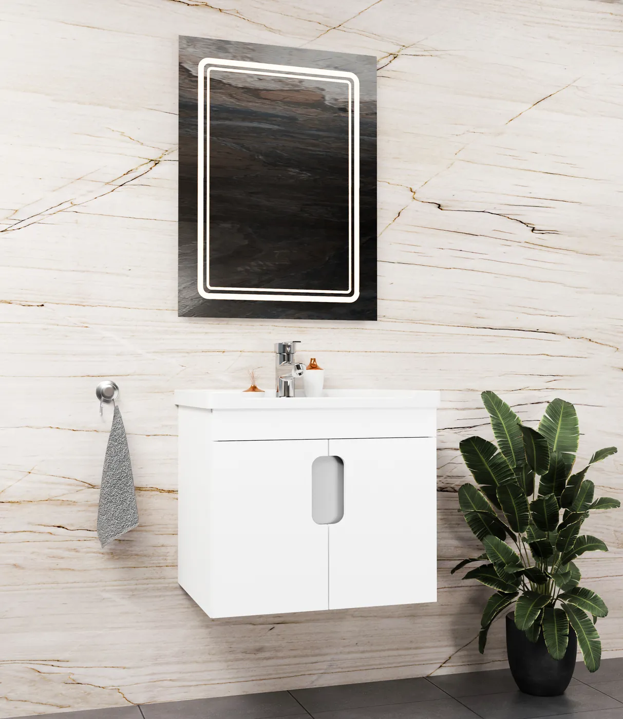 Meuble salle de bain Alpha Blanc — 2 portes
