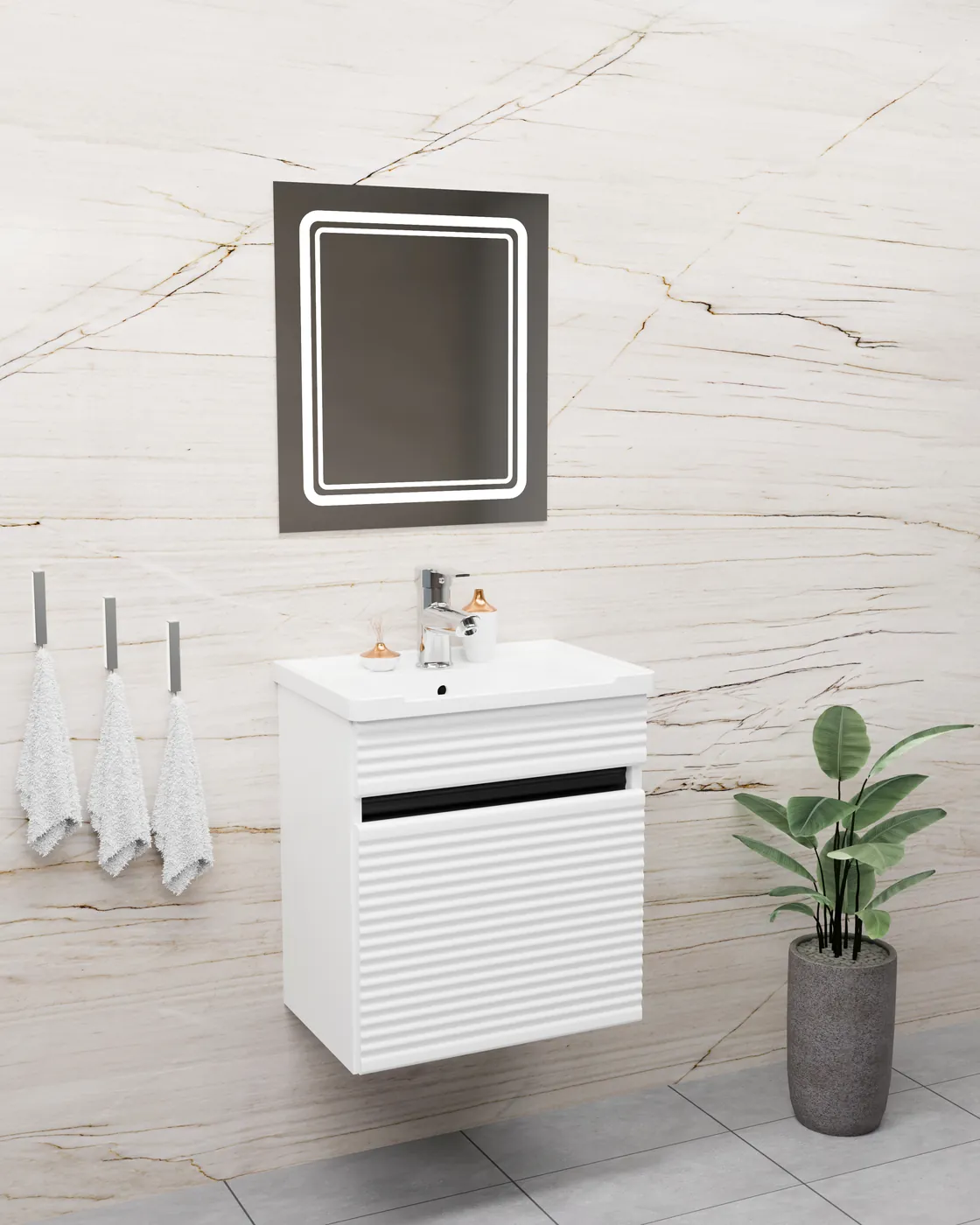 Meuble salle de bain Istanbul Barde Blanc — 1 porte