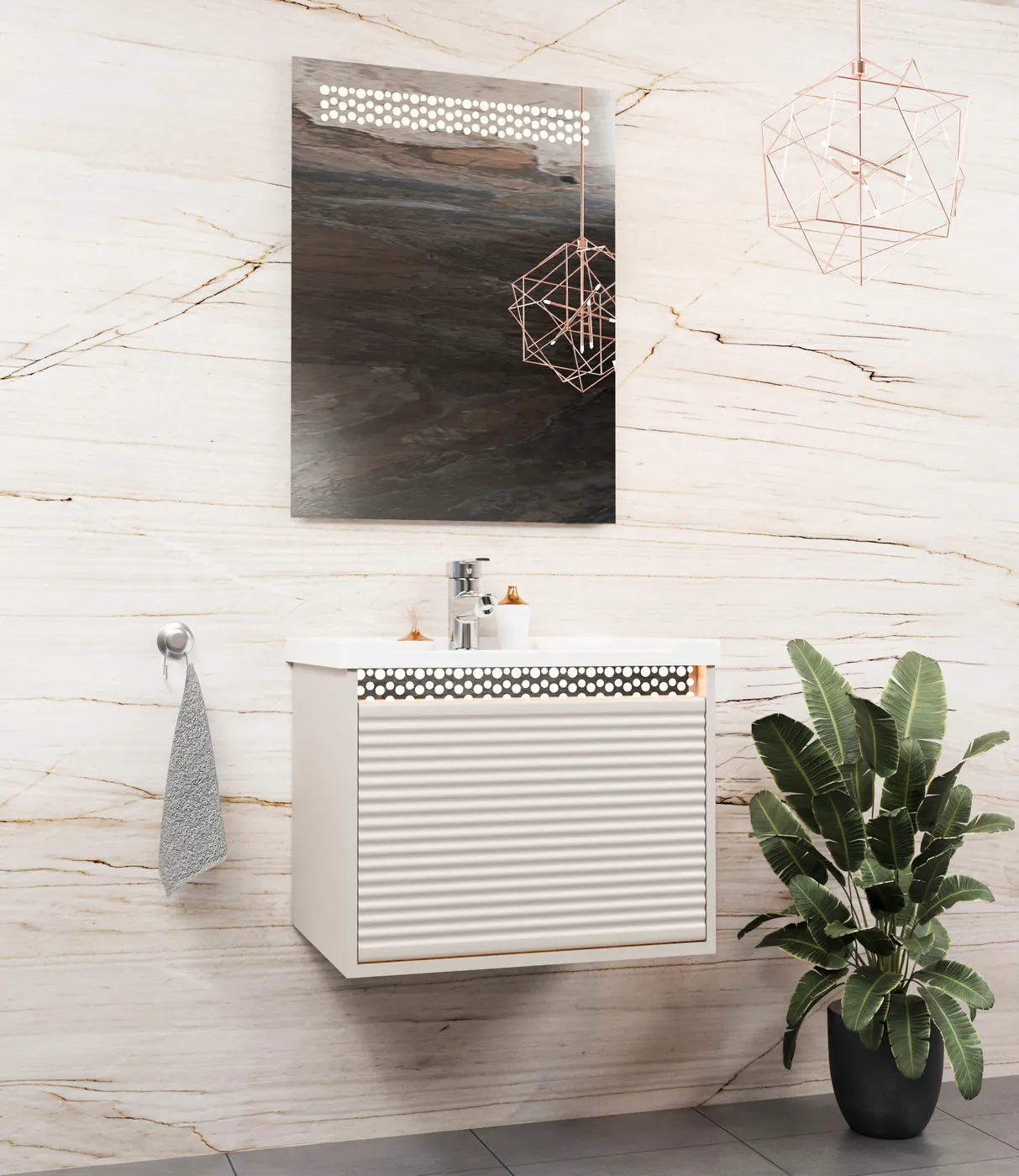 Meuble salle de bain Bubble Barde Minéral 60x46 cm / 80x46 cm
