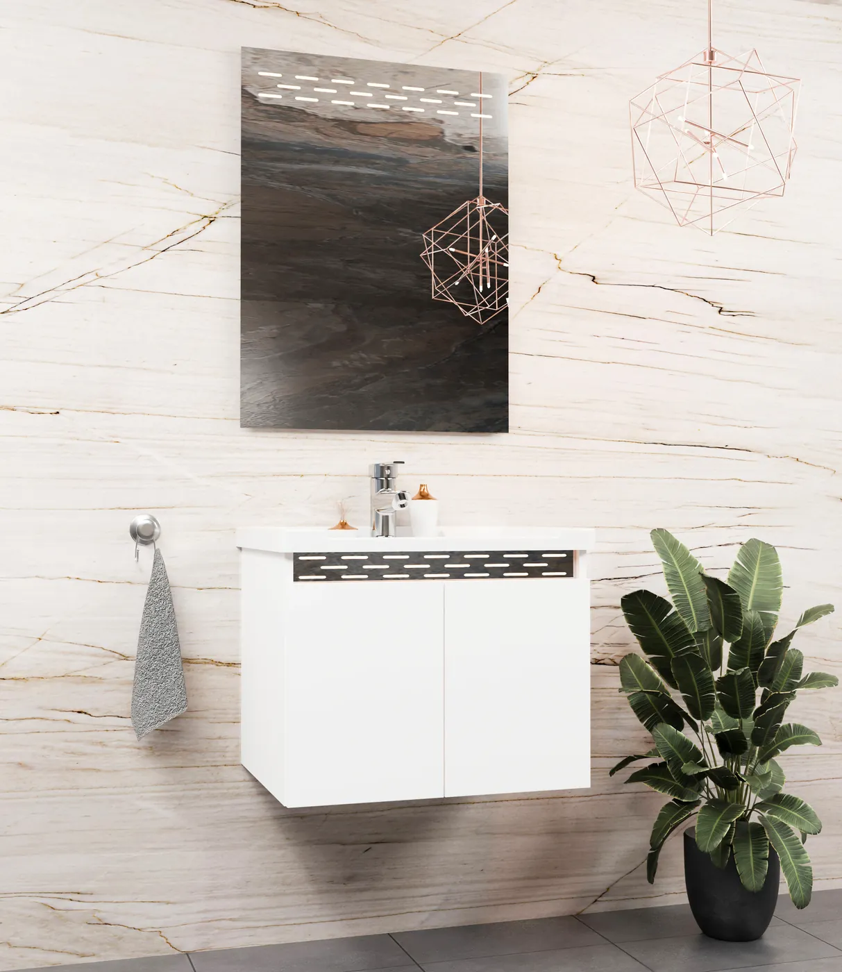 Meuble salle de bain Evereste Blanc — 2 portes